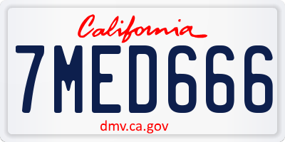 CA license plate 7MED666