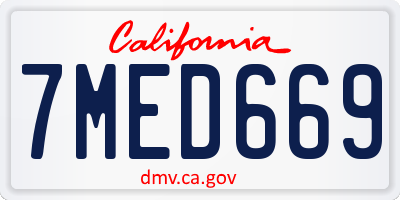CA license plate 7MED669