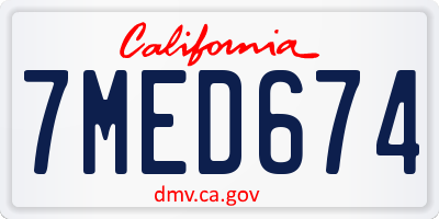 CA license plate 7MED674