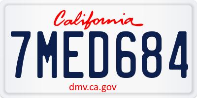 CA license plate 7MED684