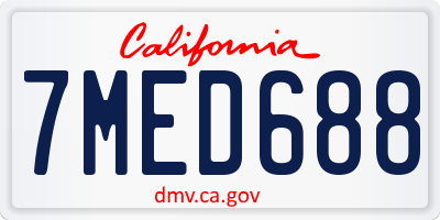 CA license plate 7MED688