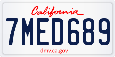 CA license plate 7MED689