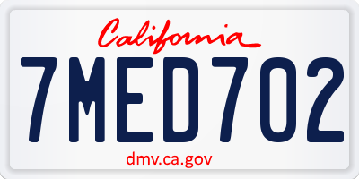 CA license plate 7MED702