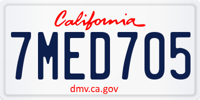 CA license plate 7MED705