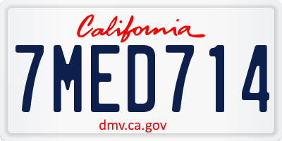 CA license plate 7MED714