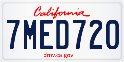 CA license plate 7MED720