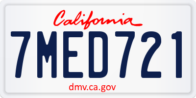 CA license plate 7MED721
