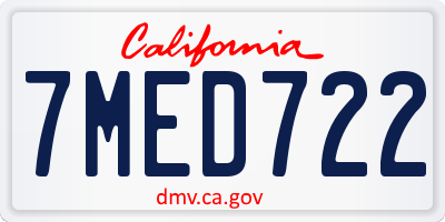 CA license plate 7MED722