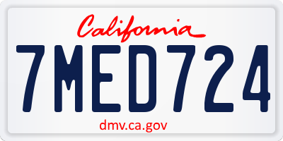 CA license plate 7MED724
