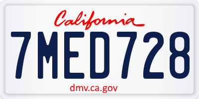 CA license plate 7MED728