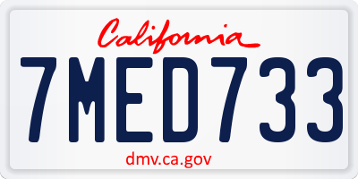 CA license plate 7MED733