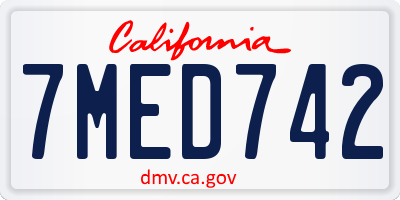 CA license plate 7MED742