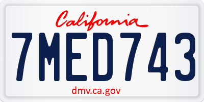 CA license plate 7MED743