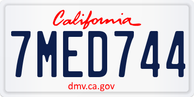 CA license plate 7MED744