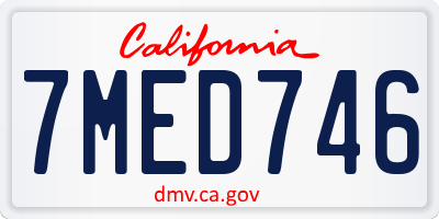 CA license plate 7MED746