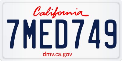 CA license plate 7MED749