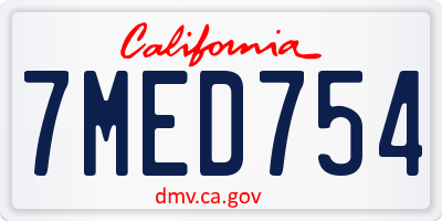 CA license plate 7MED754