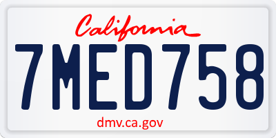 CA license plate 7MED758