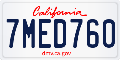 CA license plate 7MED760