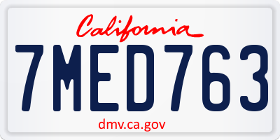 CA license plate 7MED763