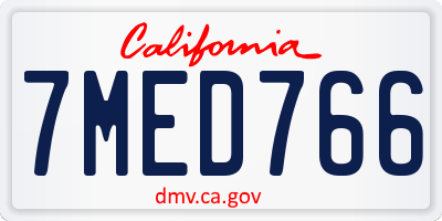 CA license plate 7MED766