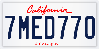 CA license plate 7MED770