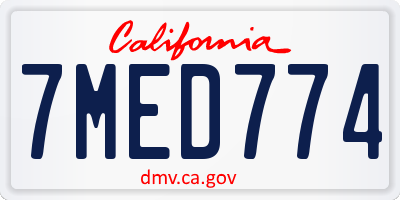 CA license plate 7MED774