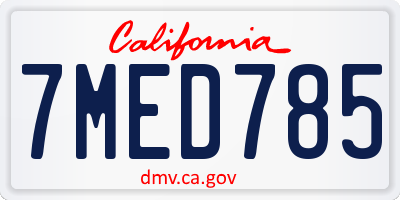 CA license plate 7MED785