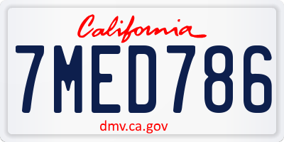 CA license plate 7MED786