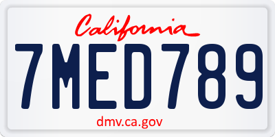 CA license plate 7MED789