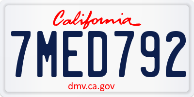 CA license plate 7MED792