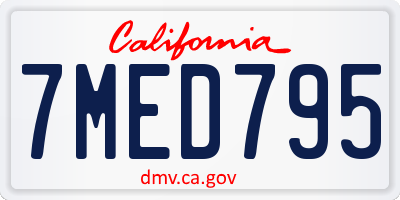 CA license plate 7MED795