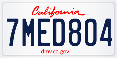 CA license plate 7MED804