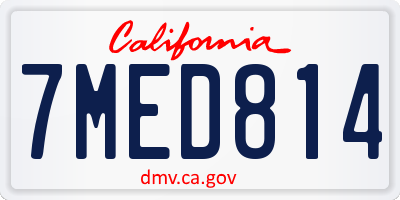CA license plate 7MED814