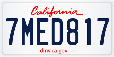 CA license plate 7MED817