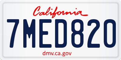 CA license plate 7MED820