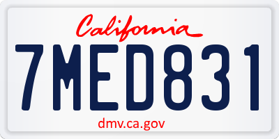 CA license plate 7MED831
