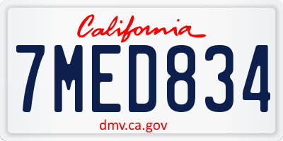 CA license plate 7MED834