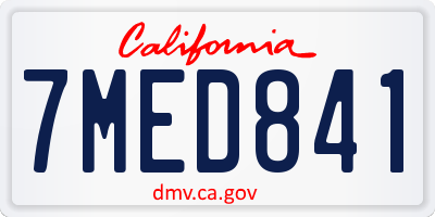 CA license plate 7MED841