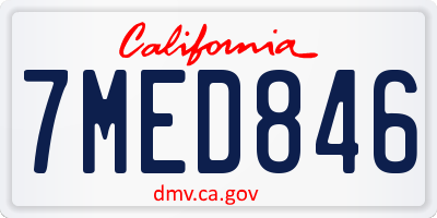 CA license plate 7MED846
