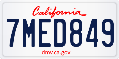 CA license plate 7MED849