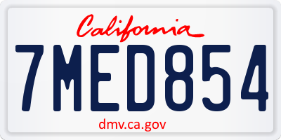 CA license plate 7MED854