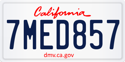 CA license plate 7MED857