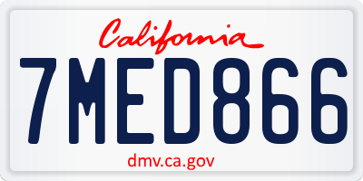CA license plate 7MED866