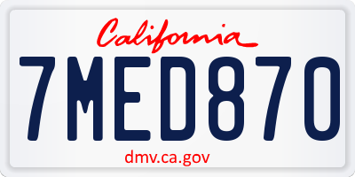 CA license plate 7MED870