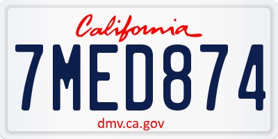 CA license plate 7MED874