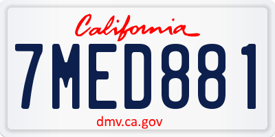 CA license plate 7MED881