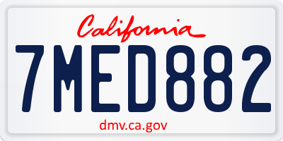 CA license plate 7MED882