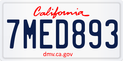 CA license plate 7MED893
