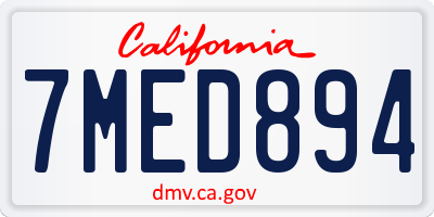 CA license plate 7MED894